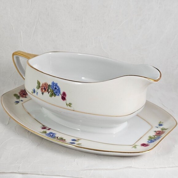 Edelstein Bavaria Porcelain Sauce Gravy Server Underplate floral ivory banded - Picture 4 of 9